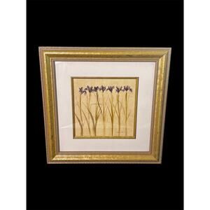 Stems of Iris by Cheri Blum Purple Flowers Botanical Vintage Framed Art Print